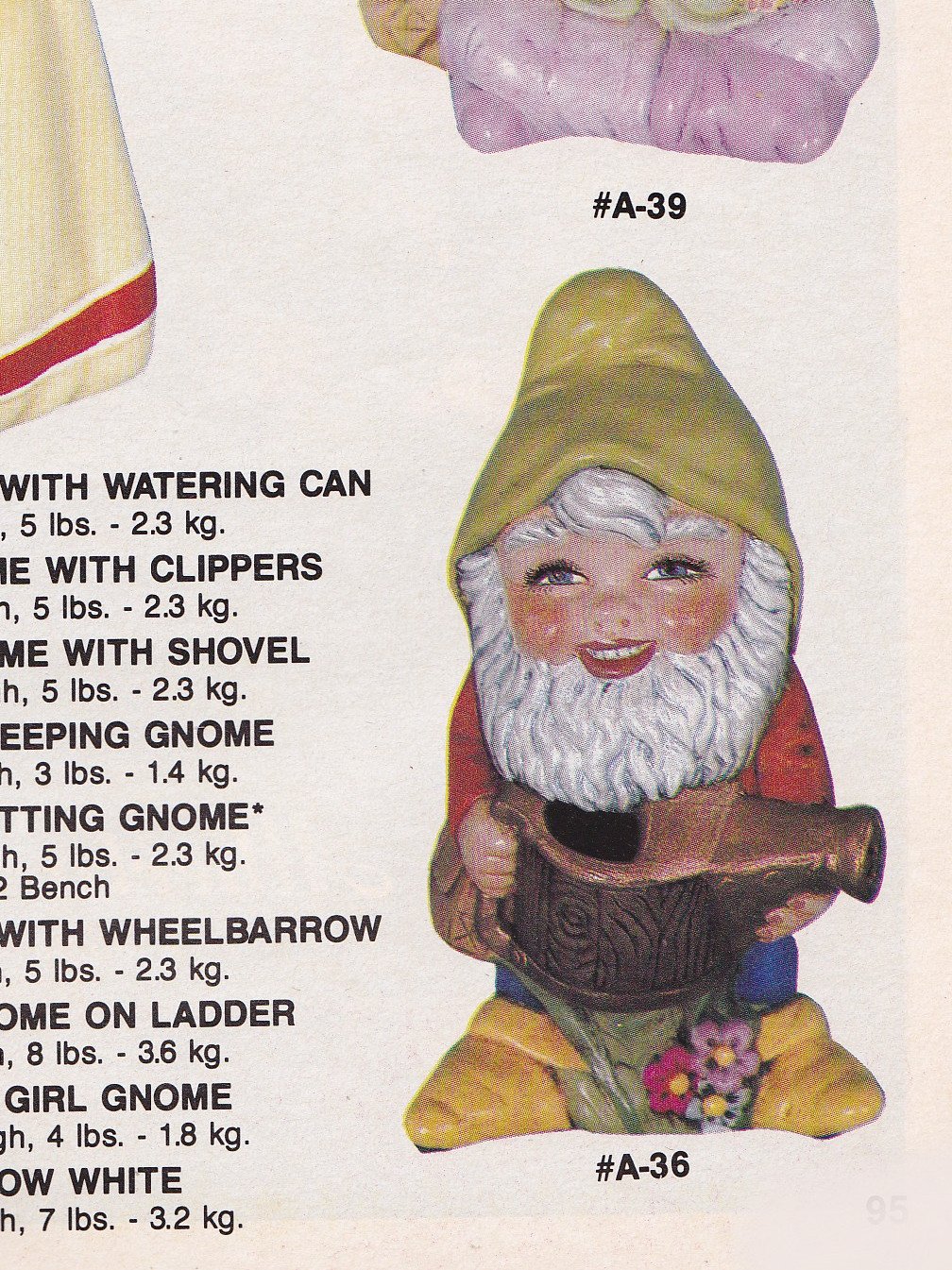 Finished ceramic example produced from Alberta mold A 36: Small Gnome with water can 5" high