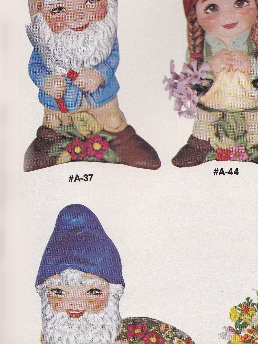 Finished ceramic example produced from Alberta mold A 37: Small Gnome with cane 4.75" h
