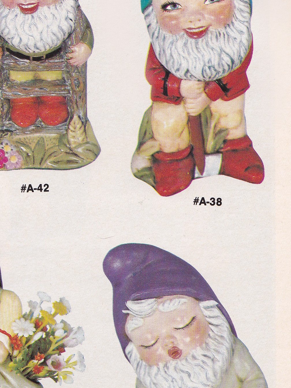Finished ceramic example produced from Alberta mold A 38: Small Gnome with hoe 5 3/16" h